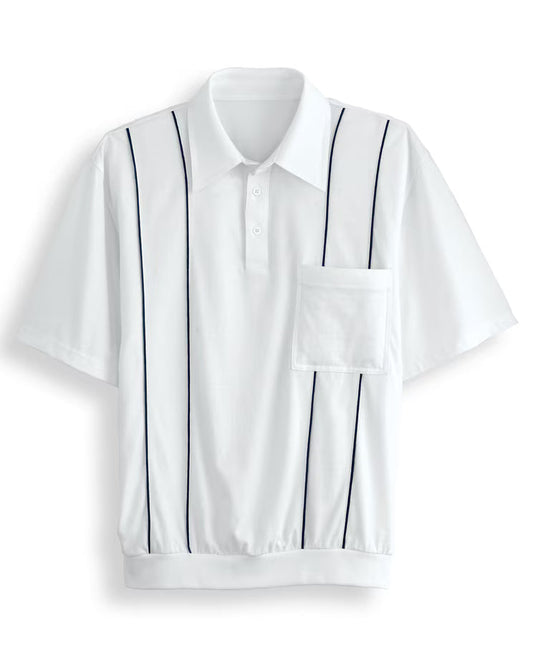 BLAIR John Blair Piped Banded-Bottom Polo Top 2