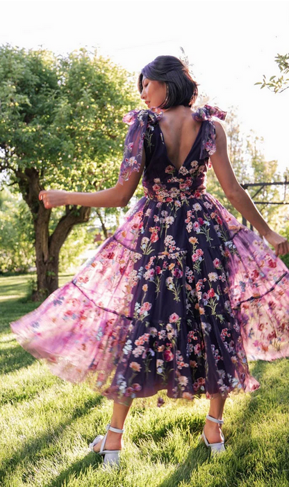 JessaKae Margaret Midi Dress - Purple Floral