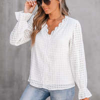 Cupshe White Lace Poet Sleeve Blouse (x2)