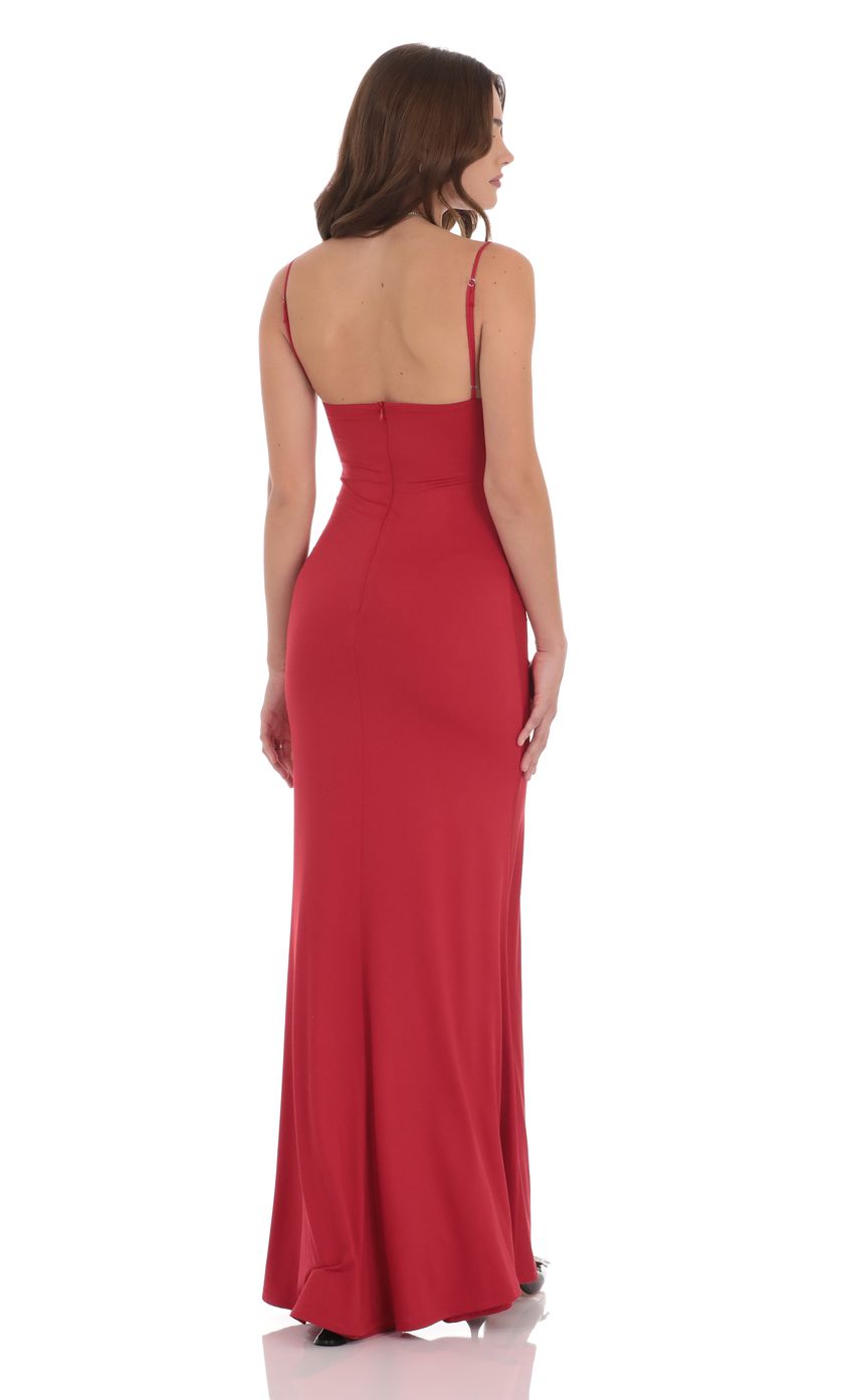 Lucy in the Sky Cowl Neck Mermaid Maxi Dress in Red