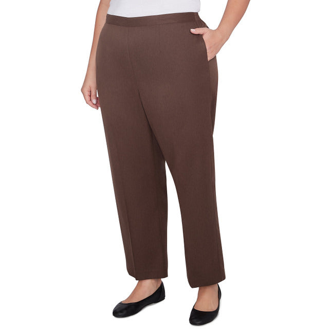 Alfred Dunner Women's Classic Faux Suede Slant Pocket Medium Length Pant - CHOCOLATE