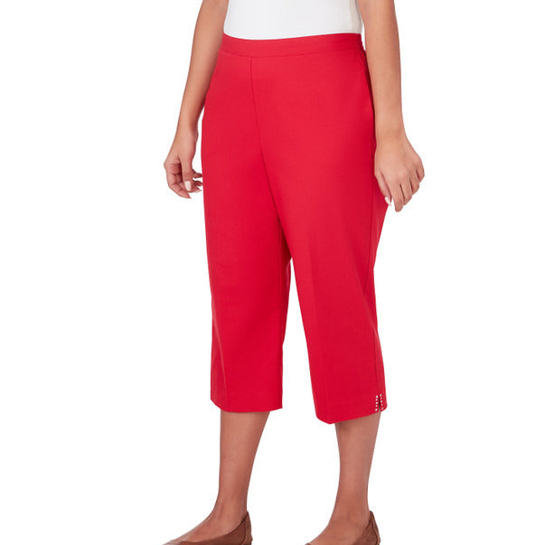 Alfred Dunner Women's Twill Capri With Pockets - RED