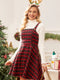 Cupshe Red Plaid Square Neck Sleeveless Mini Dress(x2)