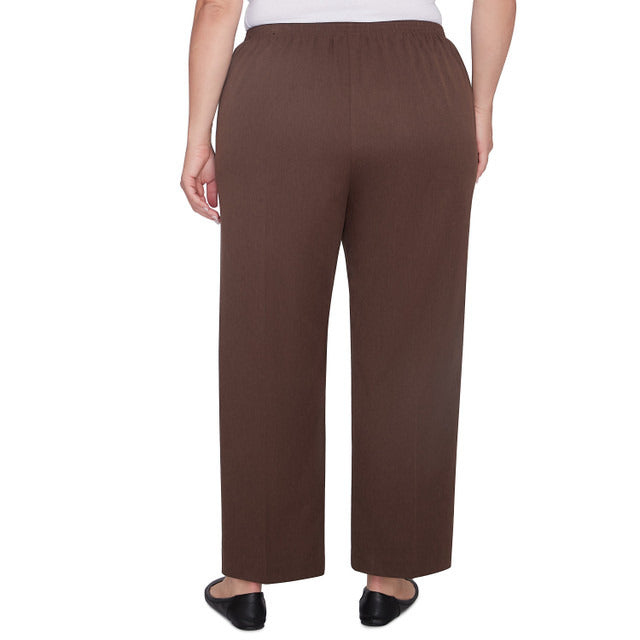 Alfred Dunner Women's Classic Faux Suede Slant Pocket Medium Length Pant - CHOCOLATE