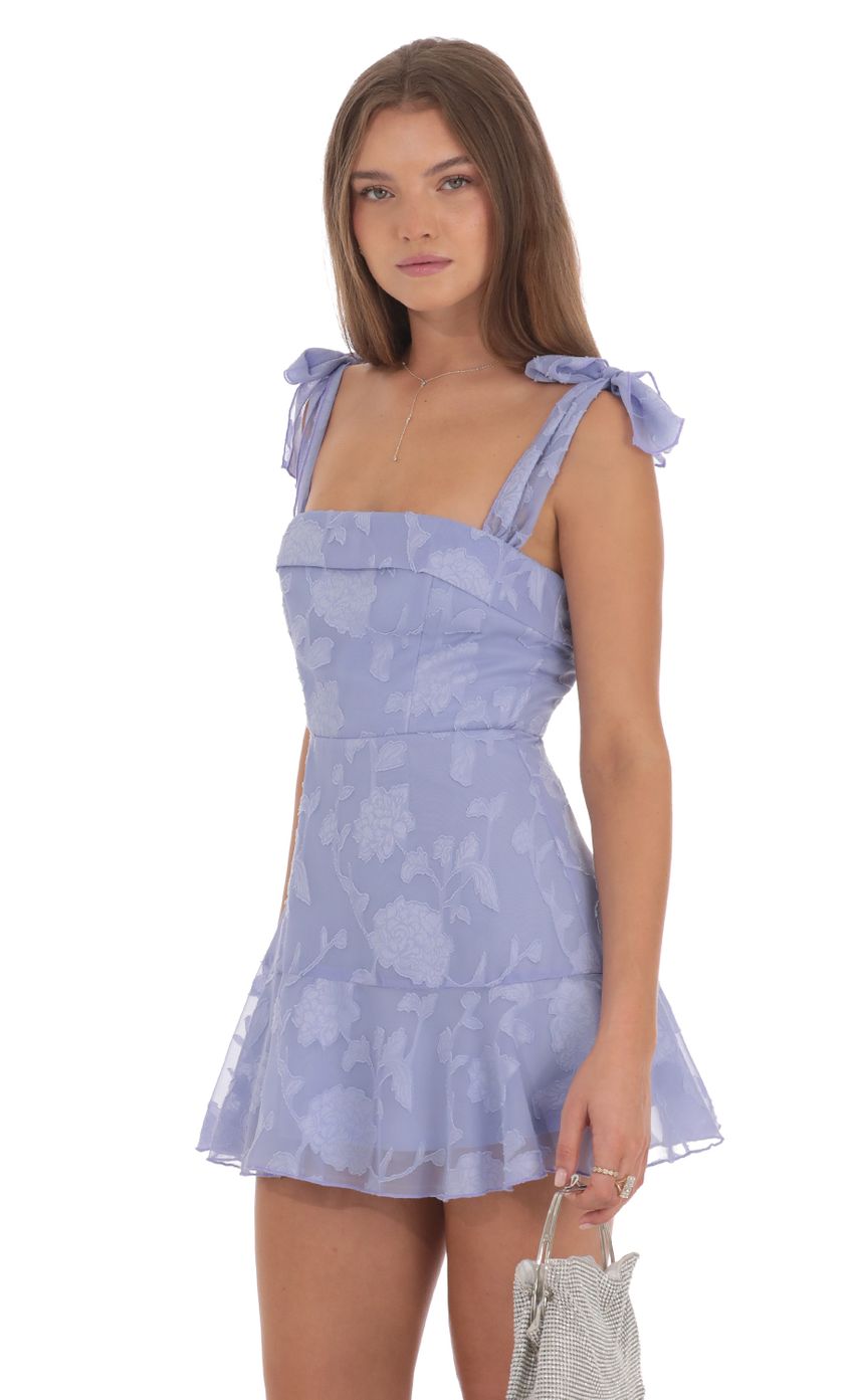 Lucy In The Sky Textured Floral A-line Dress in Periwinkle