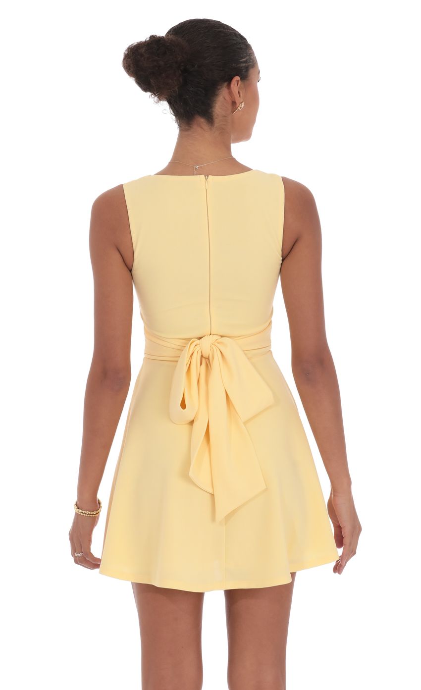 Lucy In The Sky Back Bow A-Line Dress in Yellow