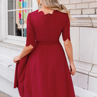 Cupshe Burgundy Belted Half Sleeve Midi Dress(x2)