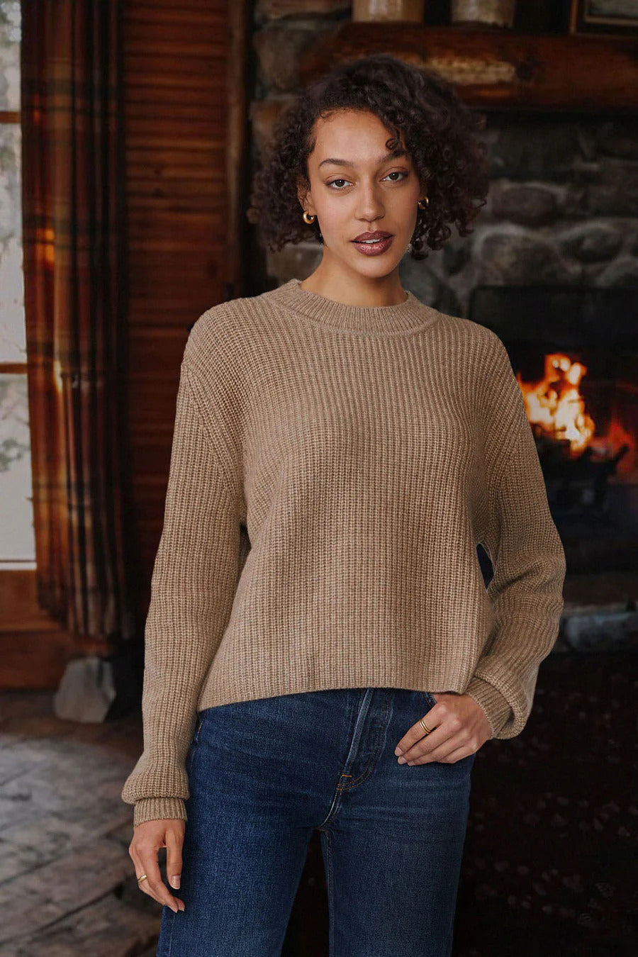 BAILEY/44 Women's Stateside Ribbed Cashmere Tall Collar Sweater