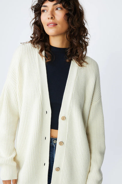 BAILEY/44 Women's Stateside Ribbed Cashmere Oversized Cardigan Sweater in Cream