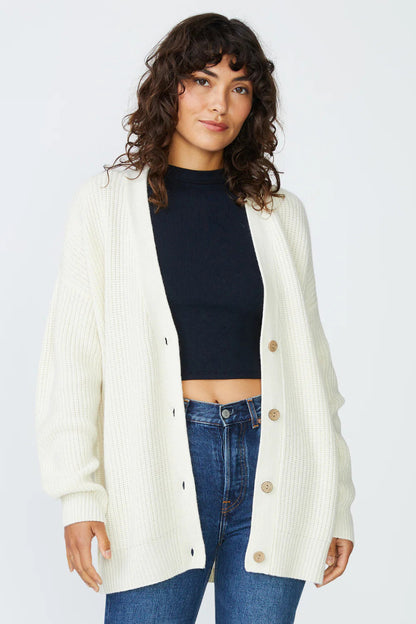 BAILEY/44 Women's Stateside Ribbed Cashmere Oversized Cardigan Sweater in Cream
