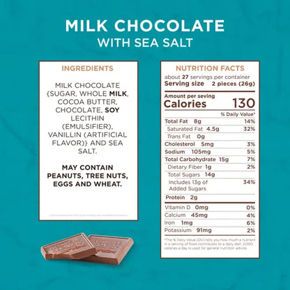 Russell Stover Chocolates Milk Chocolate Sea Salt Tiles, 24 oz. bag