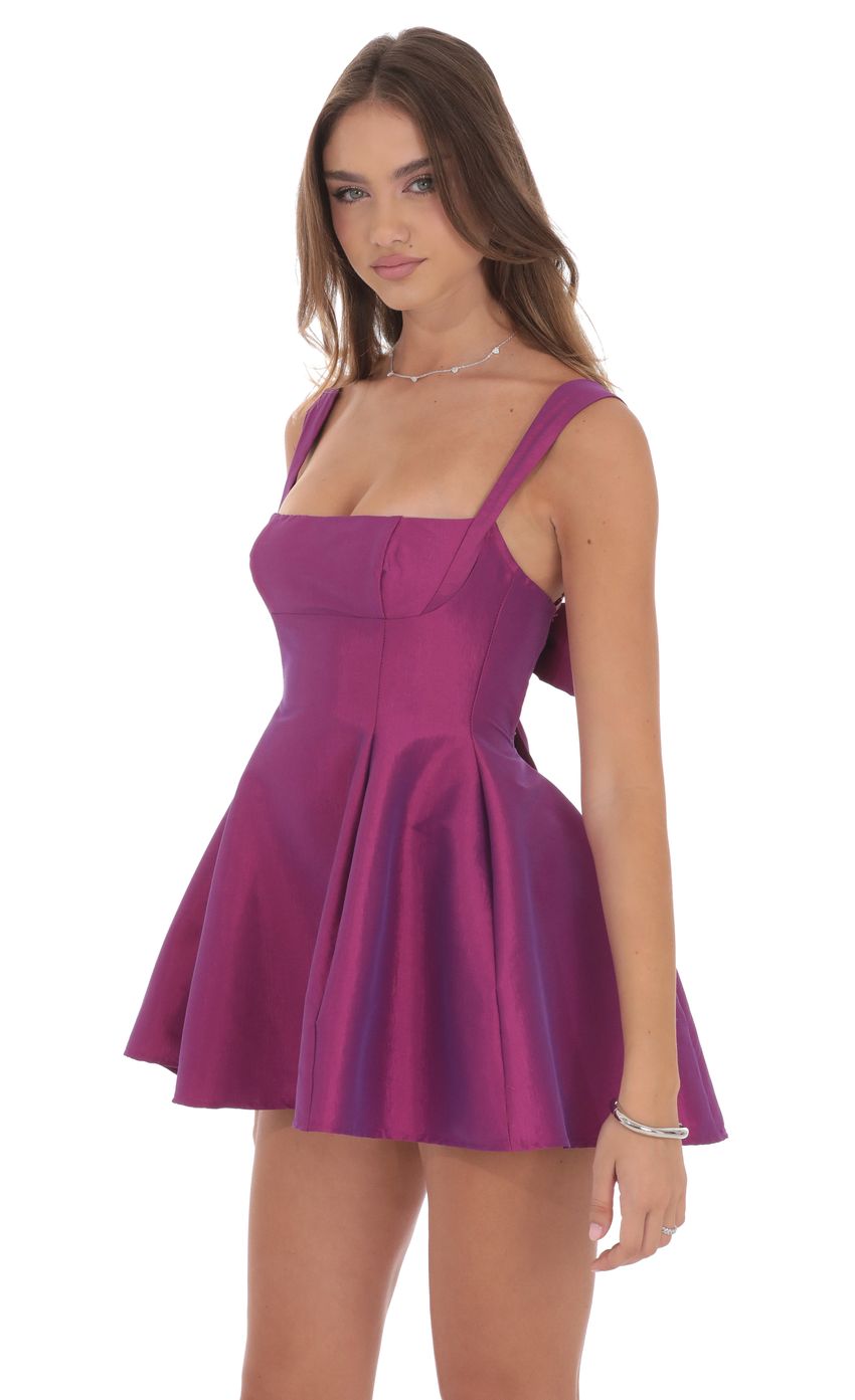 Lucy In The Sky Duo Chrome Fit and Flare Dress in Berry