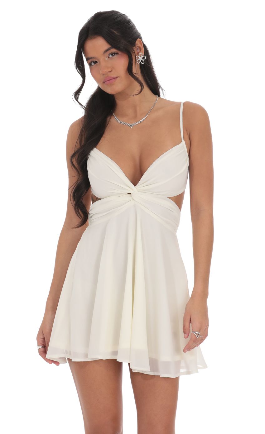 Lucy In The Sky Cutout Fit and Flare Dress in Ivory