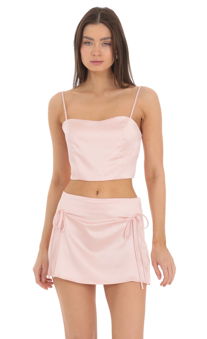 Lucy In The Sky Satin Two Piece Set in Pink
