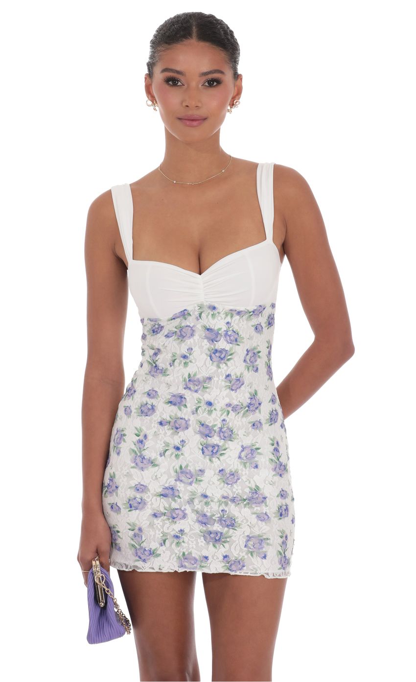 Lucy In The Sky Floral Lace Dress in White