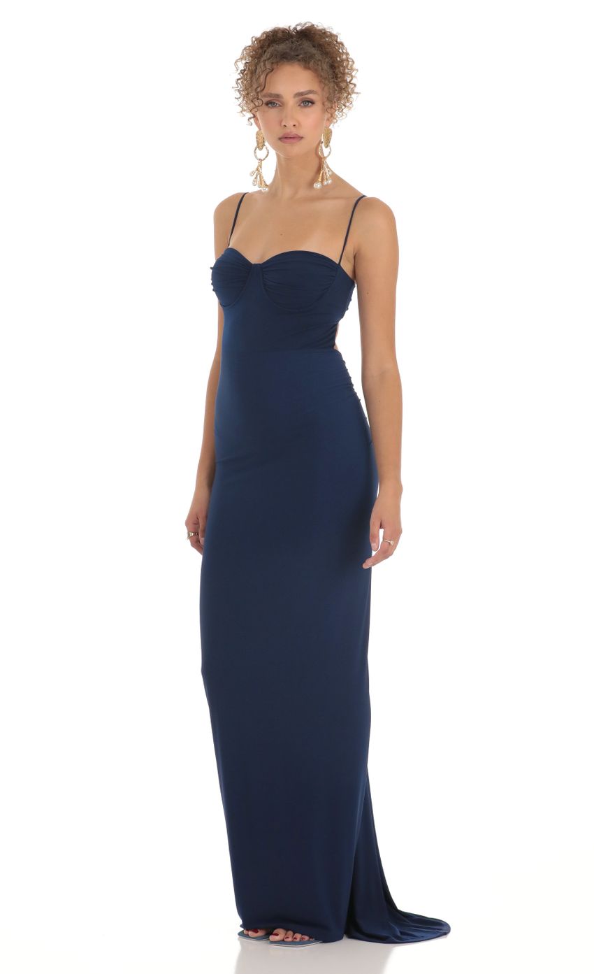 Lucy In The Sky Ruched Maxi Dress in Navy