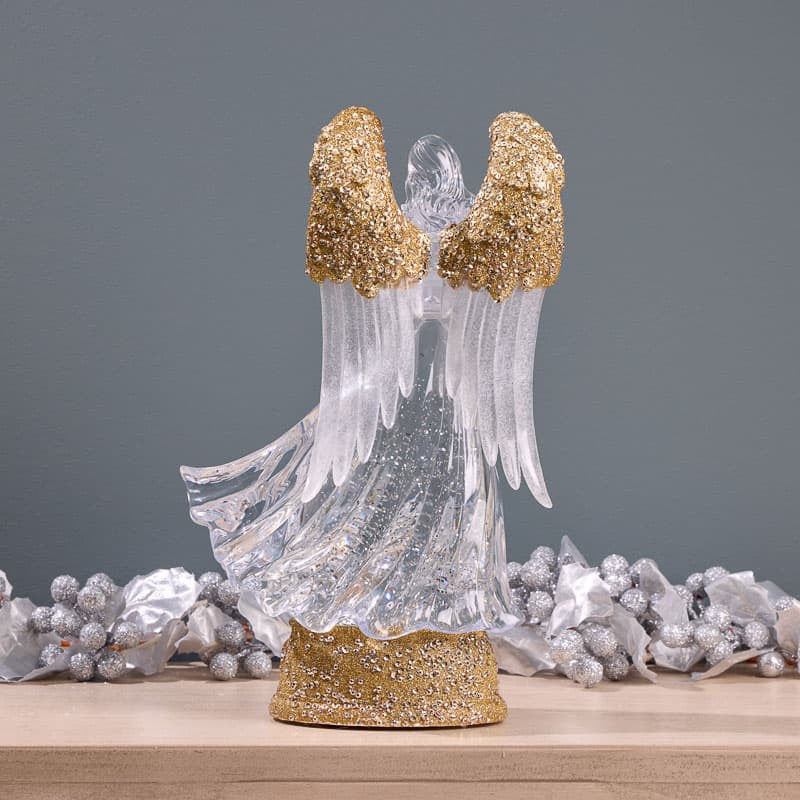 Cracker Barrel Gold Angel Glitter Globe