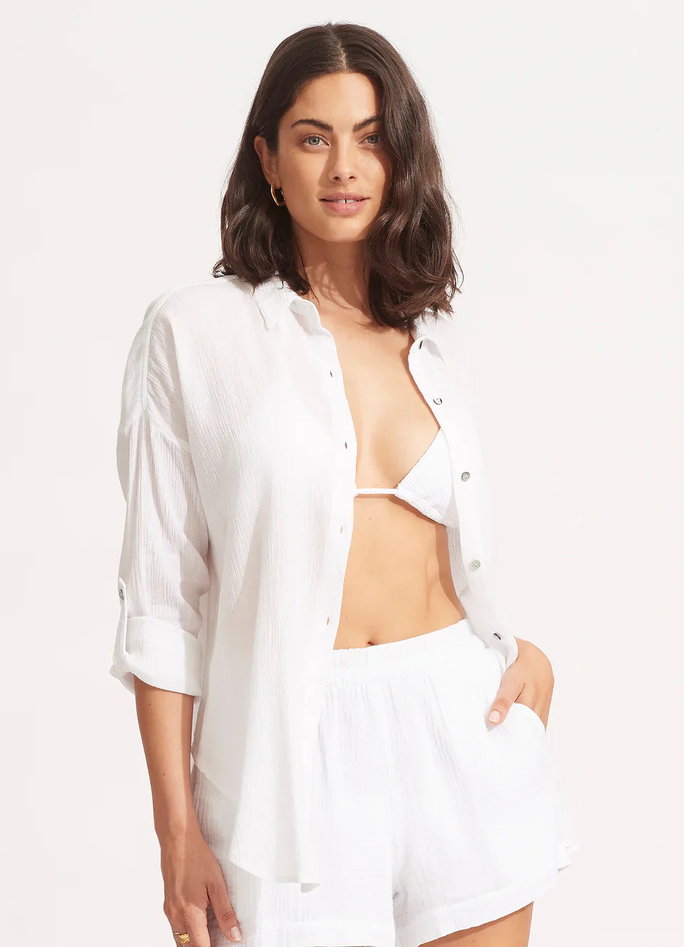 Seafolly Women's Classic Beach Shirt - White