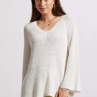 Tribal Women's V-Neck Raglan Sweater With Bell Sleeve