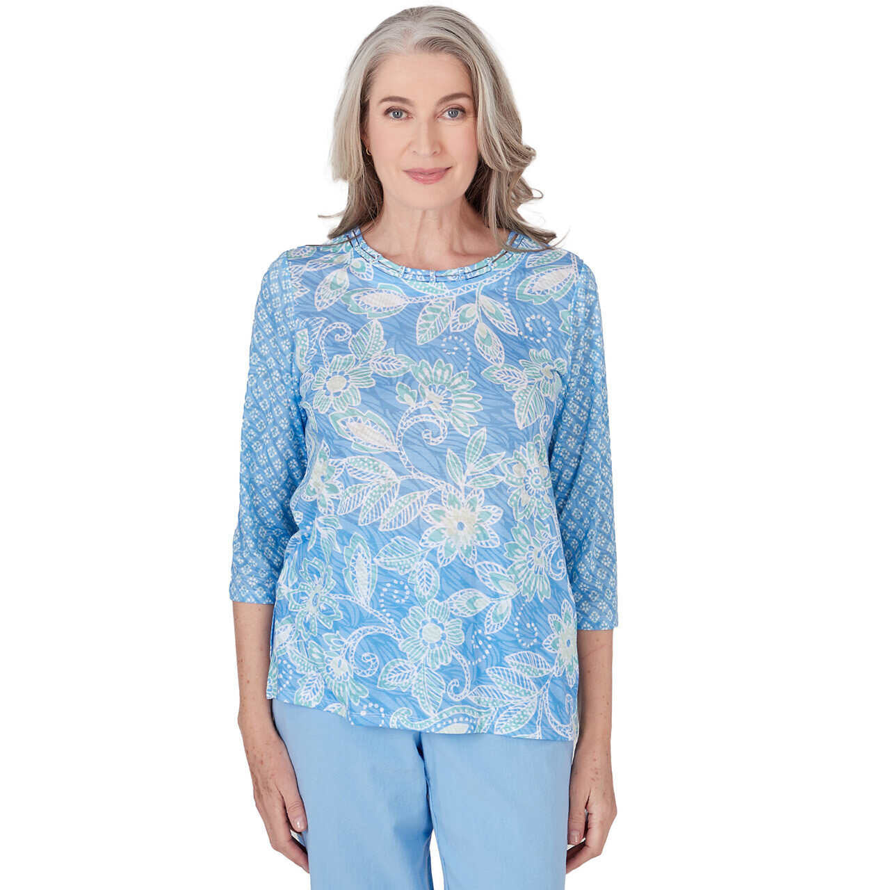 Alfred Dunner Women's Crew Neck Floral Top