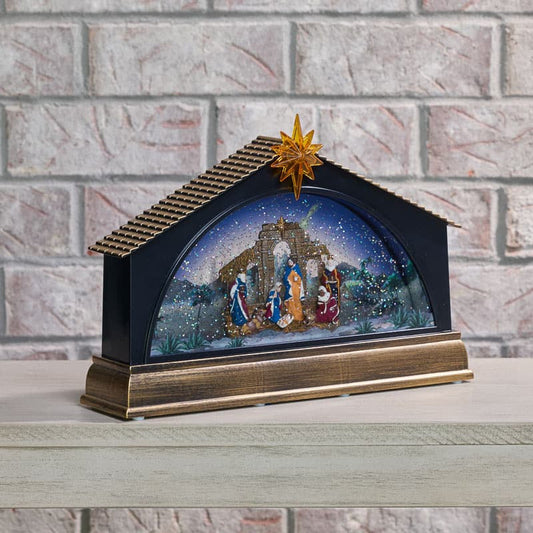 Cracker Barrel Nativity Scene Glitter Globe