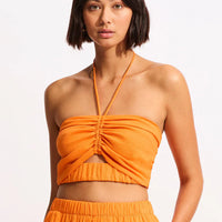 Seafolly Women's Crinkle Crop Top - Mandarin