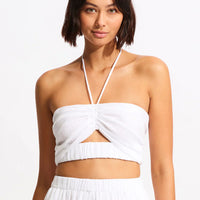 Seafolly Women's Crinkle Crop Top - White