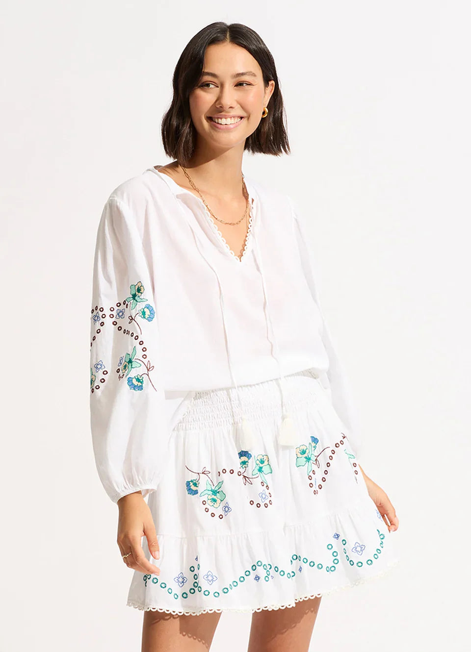 Seafolly Women's Eden Embroidery Top - White