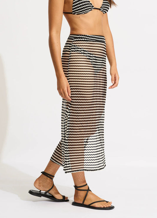 Seafolly Women's Mesh Effect Midi Skirt - Black