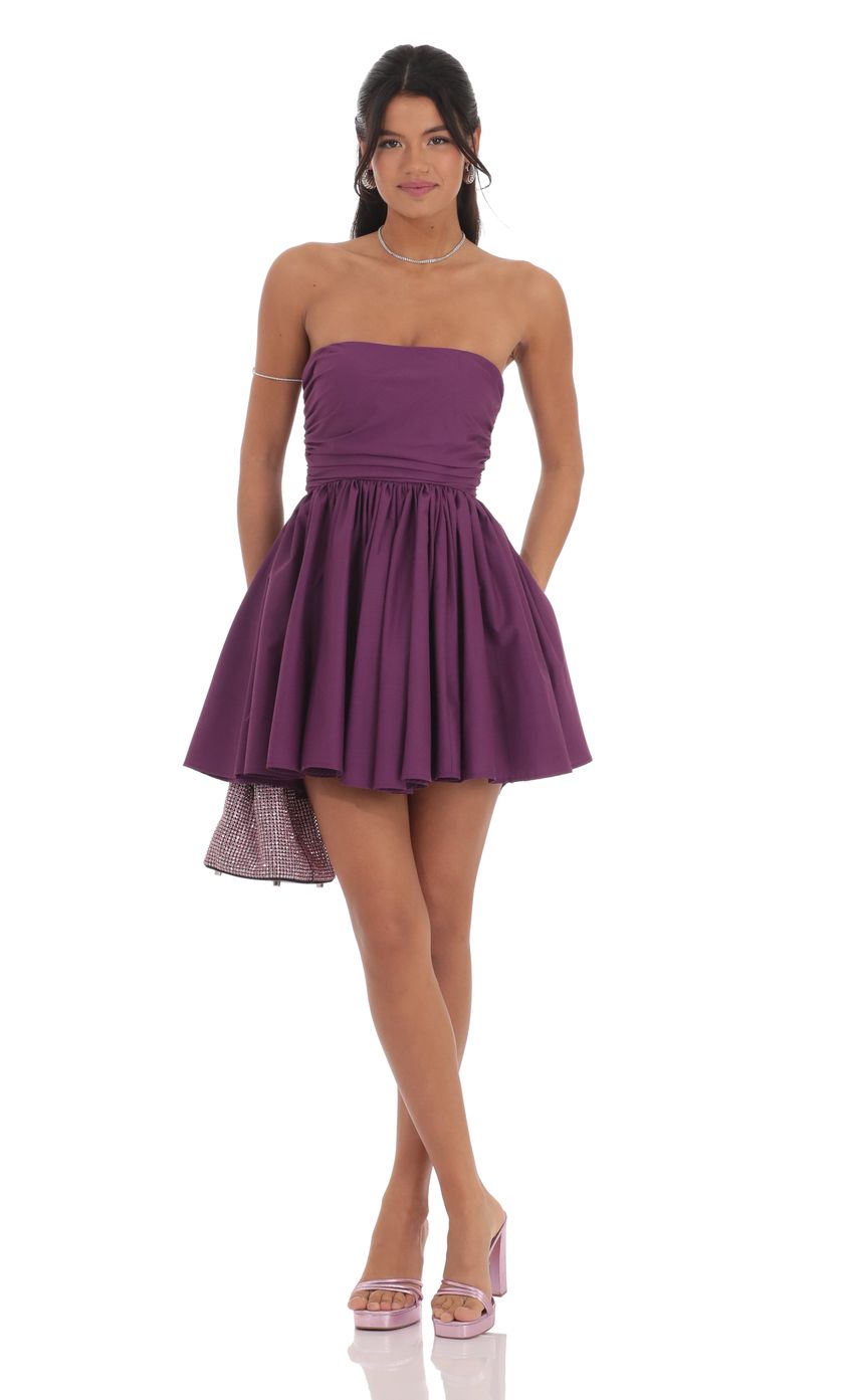 Lucy In The Sky Strapless A-line Dress in Purple
