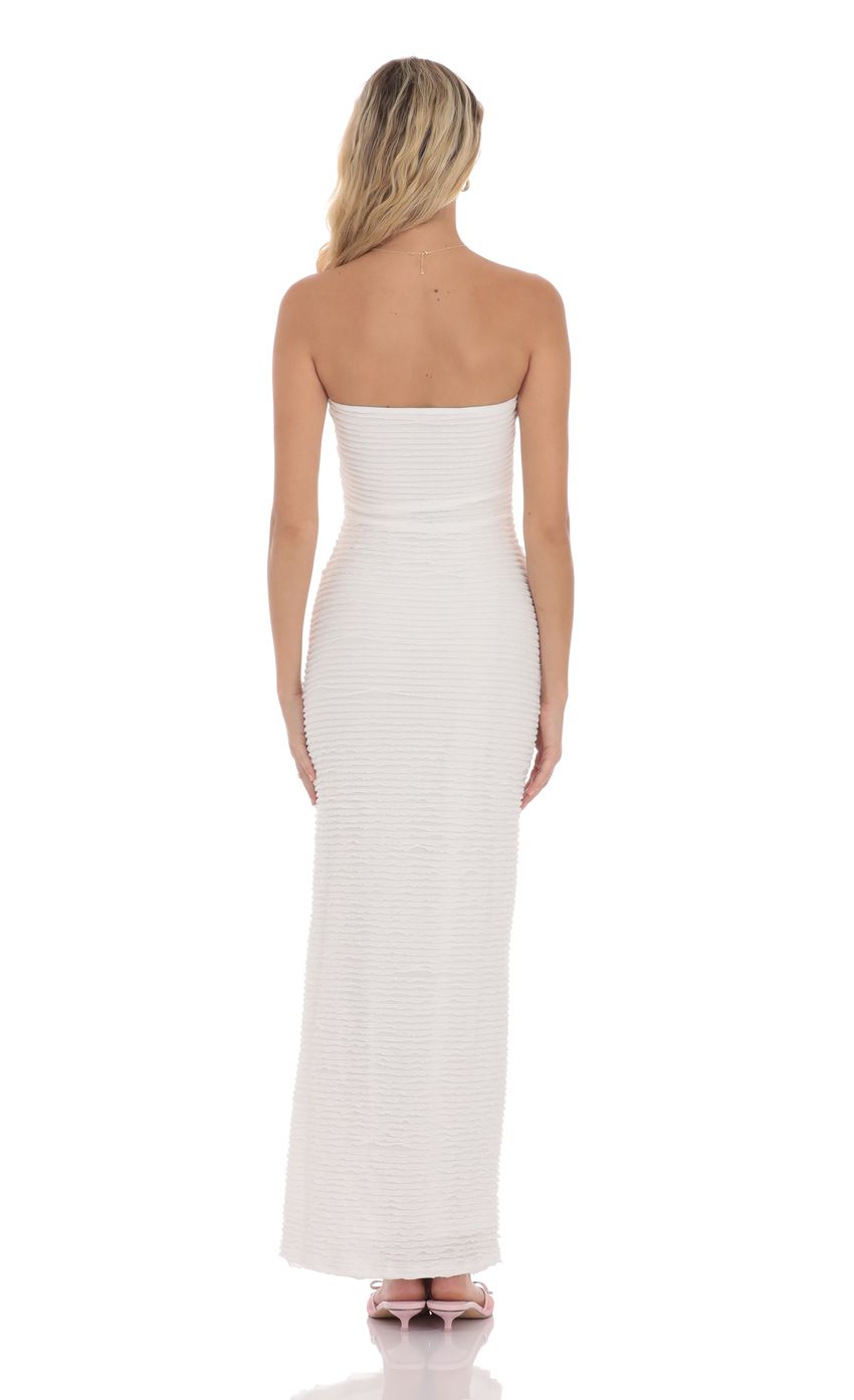 Lucy In The Sky Strapless Ruffle Maxi Dress in White