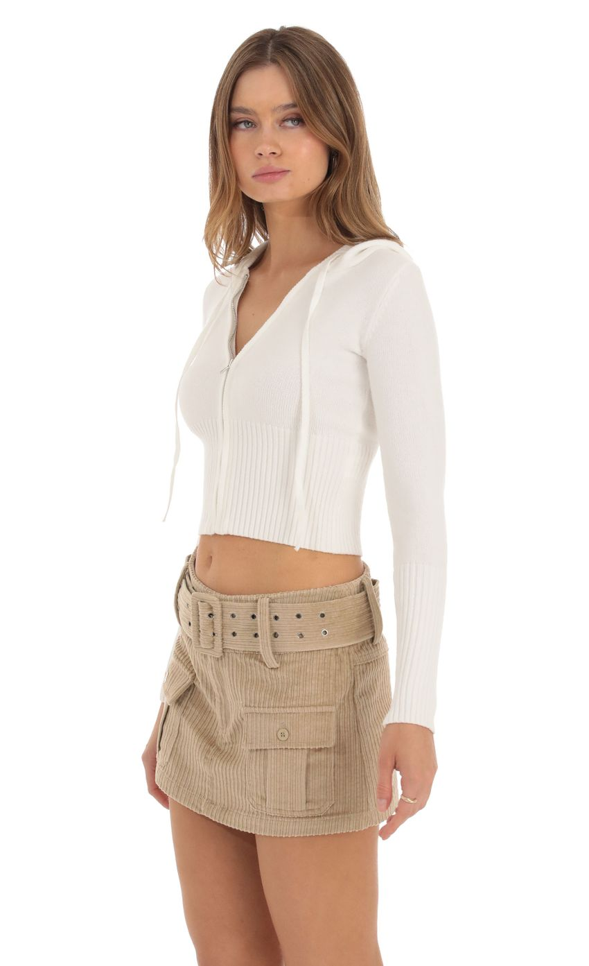 Lucy in the Sky Corduroy Cargo Buckle Skirt in Brown