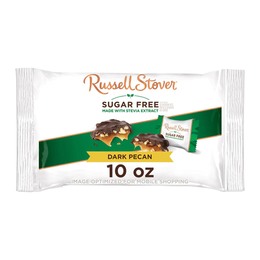 Russell Stover Chocolates Sugar Free Dark Chocolate Candy Pecan Delight, 10 oz. Bag