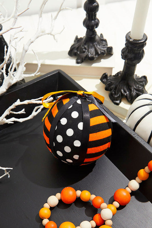 Decorator's Warehouse 4” Polkadot Stripe Halloween Ribbon Ball Ornament