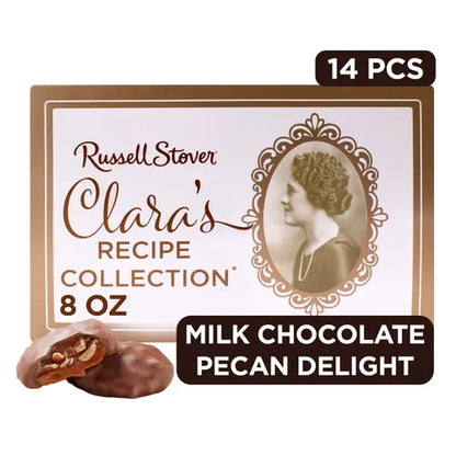 Russell Stover Chocolates Clara's Recipe Milk Chocolate Pecan Delight, 8 oz. Box