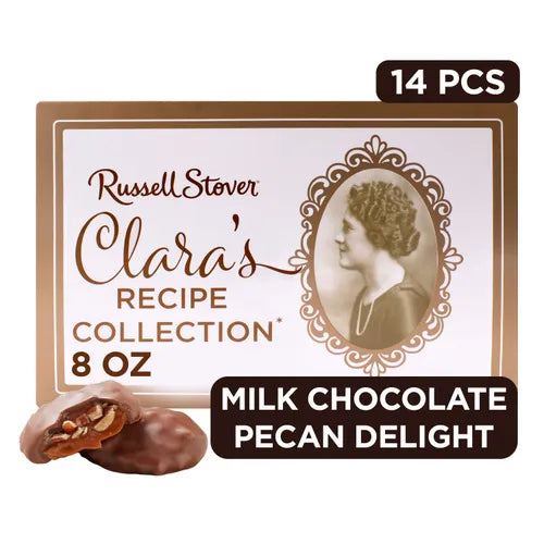 Russell Stover Chocolates Clara's Recipe Milk Chocolate Pecan Delight, 8 oz. Box