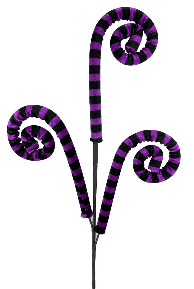 Decorator's Warehouse 28" Stripe Purple and Black Curly Spray