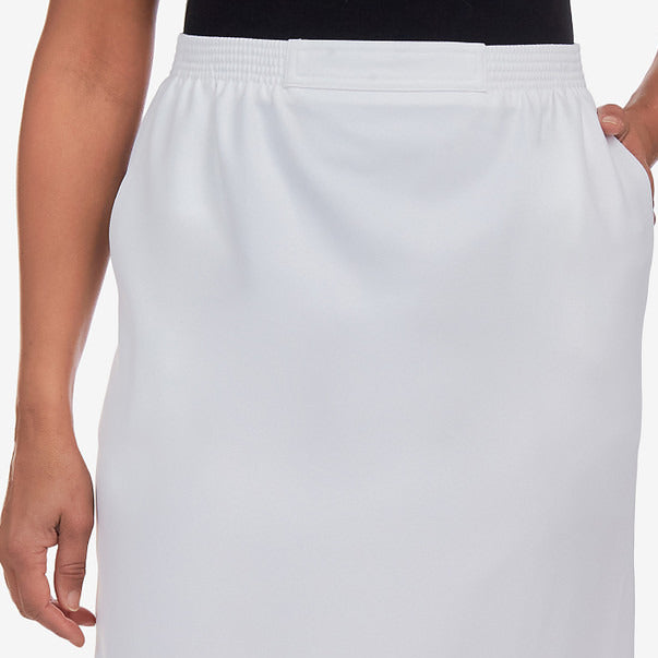 Alfred Dunner Women's Cinch Waist Midi Skirt With Slant Pockets - WHITE