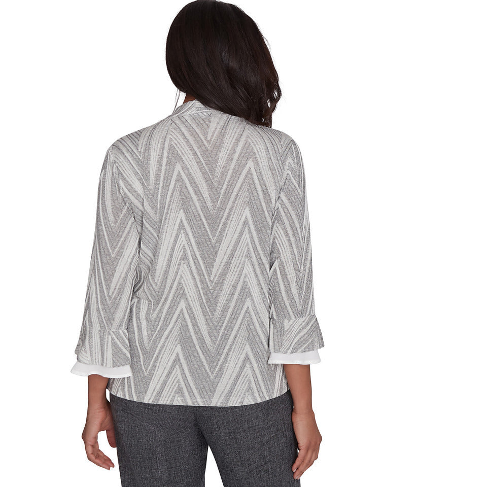 Alfred Dunner Women's Chevron Two In One Top with Necklace