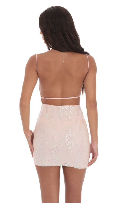 Lucy In The Sky Iridescent Sequin Dress in Pink