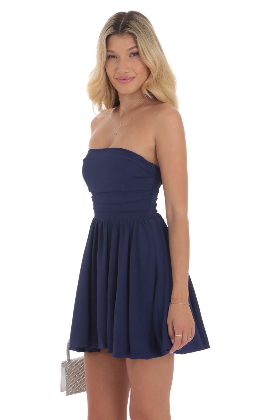 Lucy In The Sky Strapless Bubble Dress in Indigo