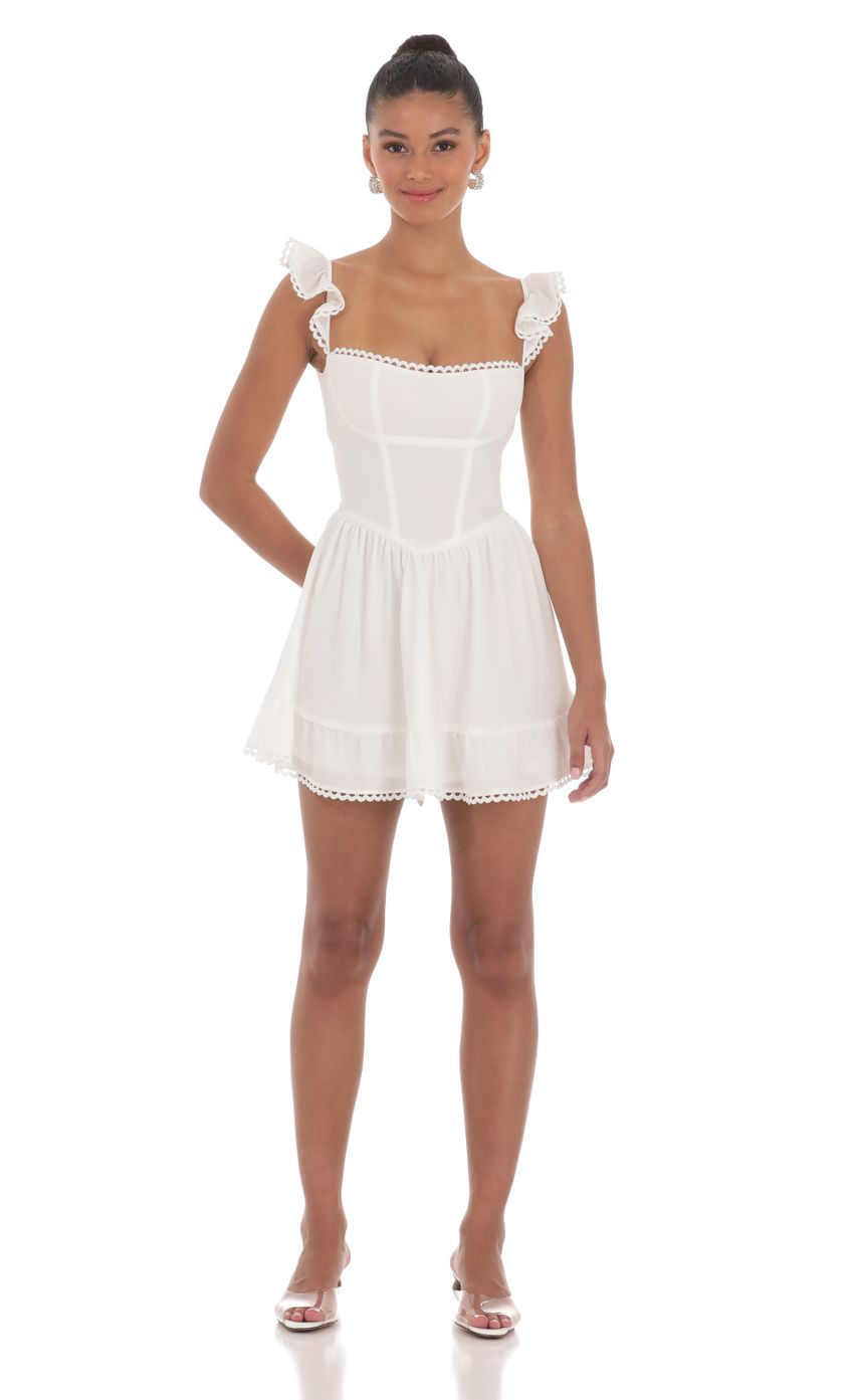 Lucy In The Sky Embroidered Trim A-line Dress in White