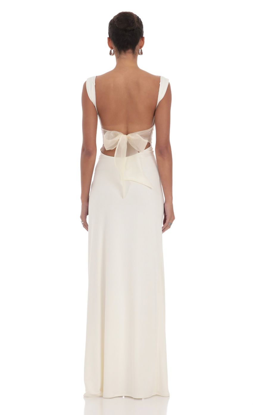Lucy In The Sky Open Back Bow Maxi Dress in White