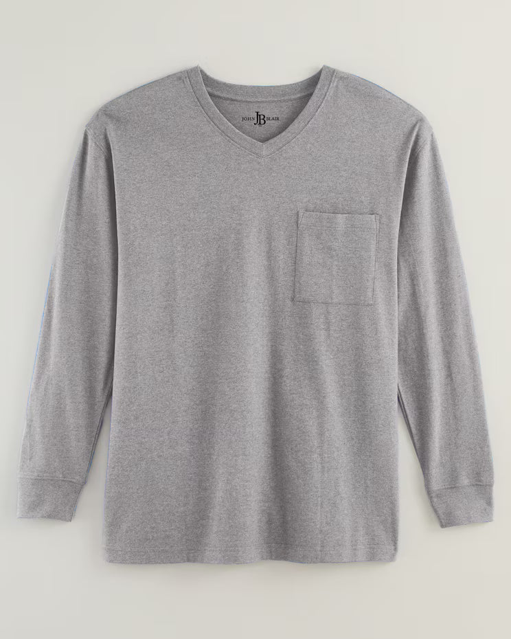 BLAIR John Blair Everyday Jersey Knit Long-Sleeve Pocket V-Neck Tee Top 3