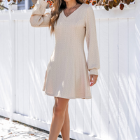 Cupshe Puff Long Sleeve V-Neck Midi Dress