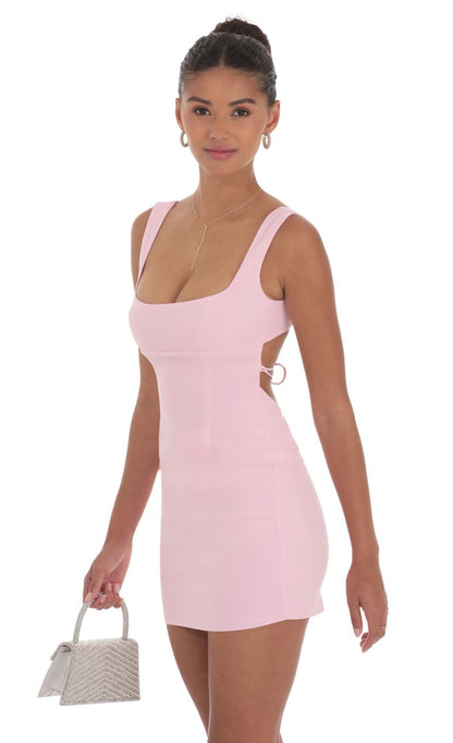Lucy In The Sky Open Back Bodycon Dress in Pink