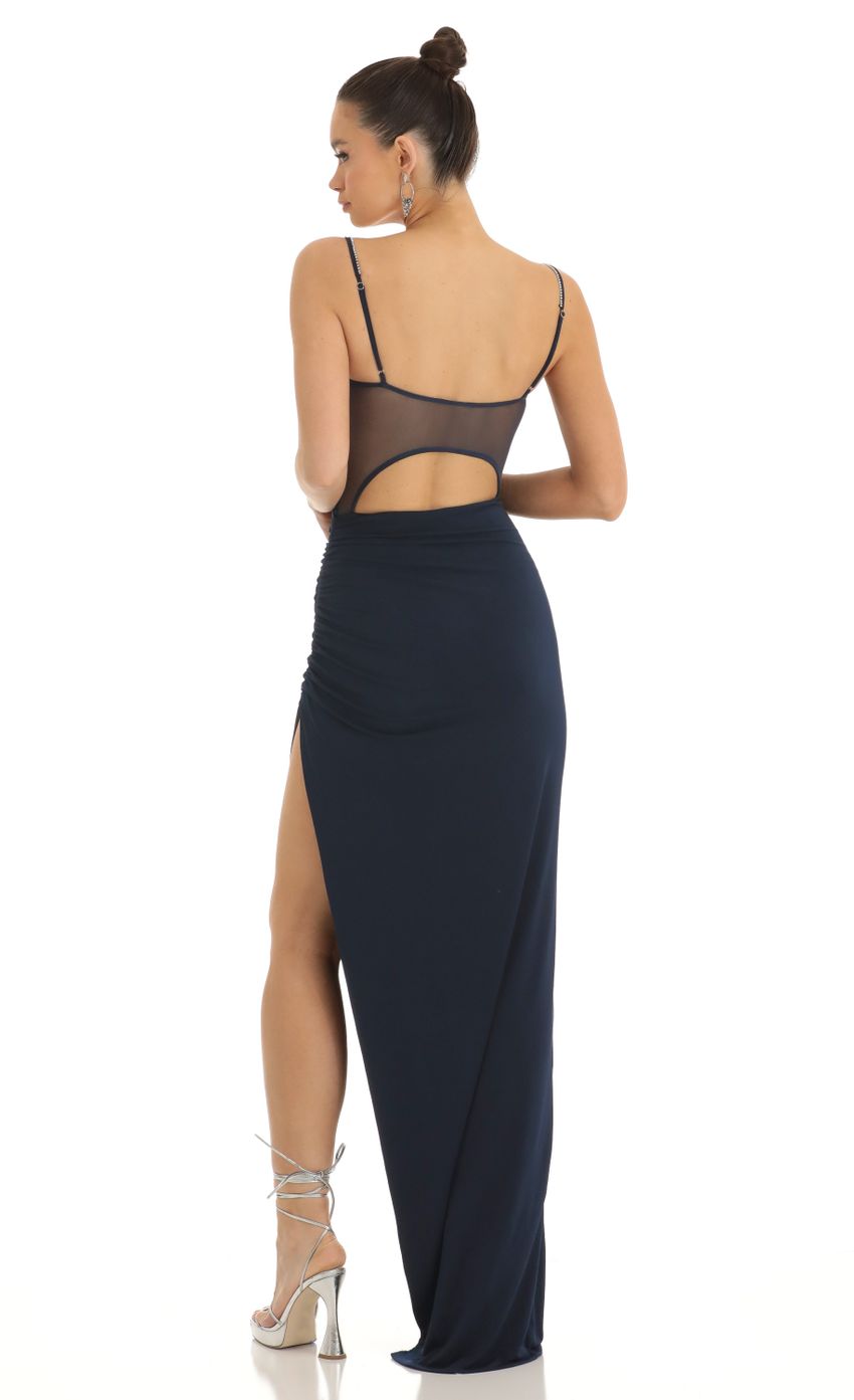 Lucy In The Sky Rhinestone Strap Maxi Dress in Navy
