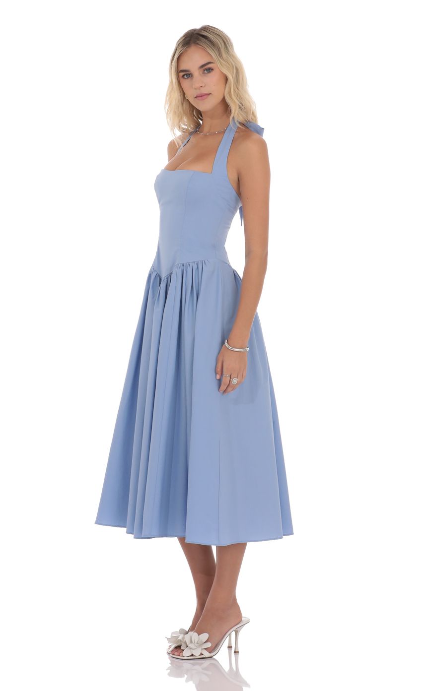 Lucy In The Sky Halter Midi Dress in Light Blue
