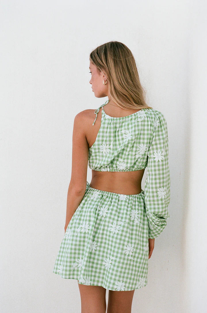 Sabo Skirt Ronnie One Shoulder Dress - Gingham