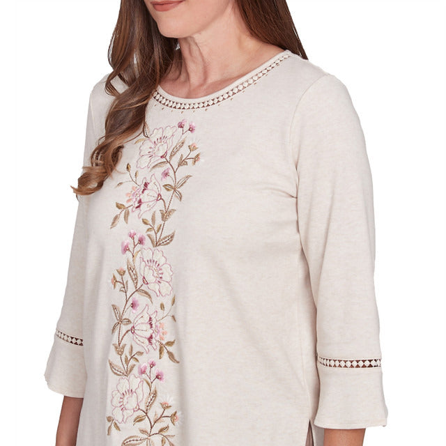 Alfred Dunner Women's Telluride Center Embroidered Floral Top